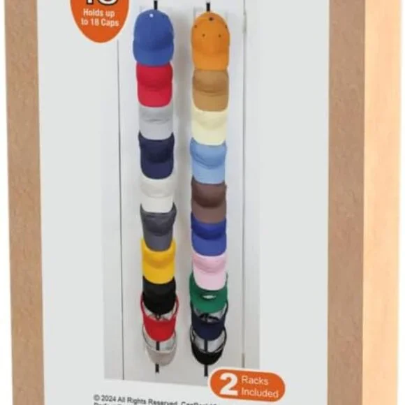 CapRack | Over-The-Door Hat Organizer for Baseball Caps | 2 Straps, Holds 18-36 - Picture 7 of 8